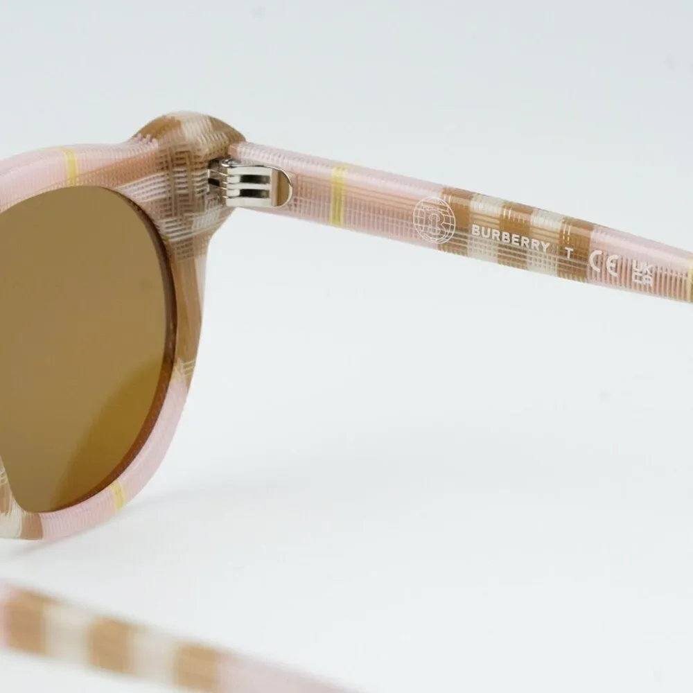 NEW Burberry JB4355 KIDS 397273 Check Pink Bronze  Round Unisex Sunglasses